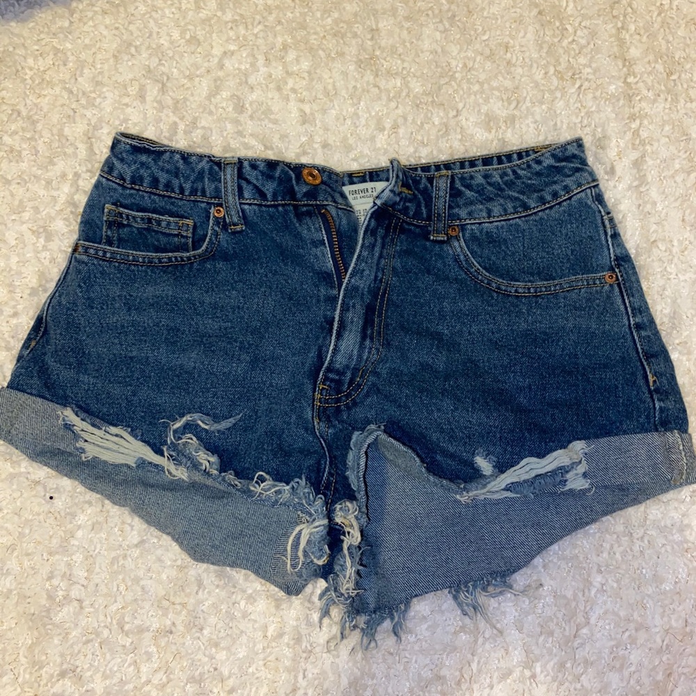 High waisted jean shorts